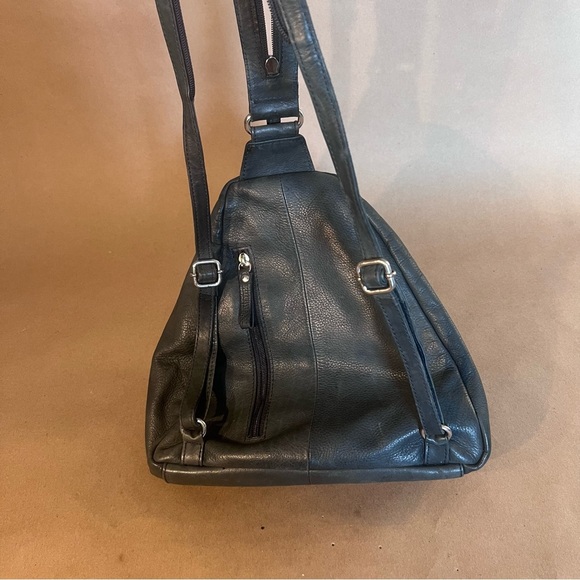 Great American Leather Works Dark Green Retro Vintage Sling Y2K Purse Backpack - Picture 2 of 9